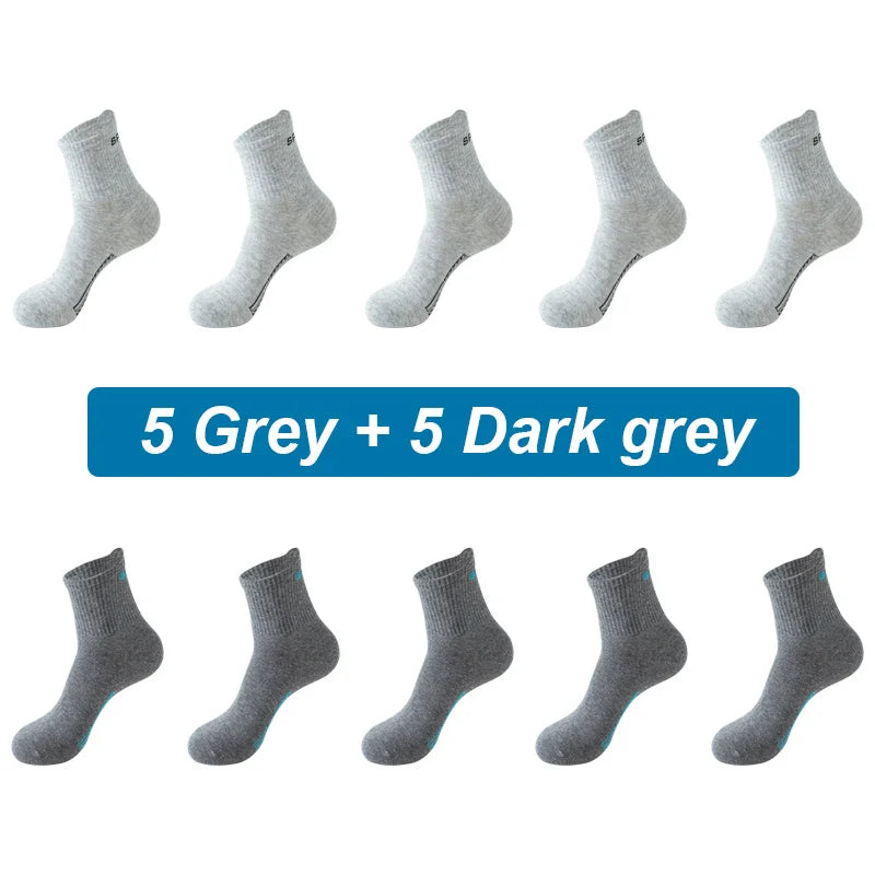 saferido 10Pairs Men Socks Organic Cotton Breathable Sports Socks  Black Casual Athletic New Spring Summer for Male Plus Size EUR38-45