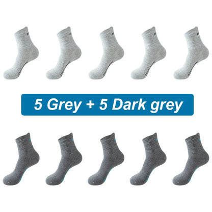 saferido 10Pairs Men Socks Organic Cotton Breathable Sports Socks  Black Casual Athletic New Spring Summer for Male Plus Size EUR38-45