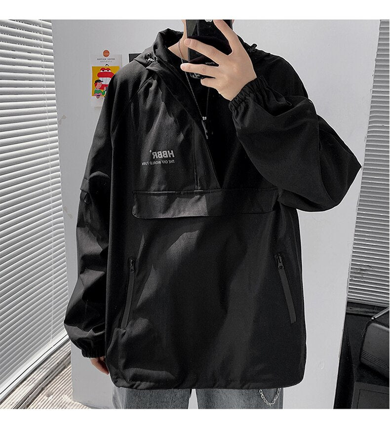 Men Streetwear Jackets And Coats Hip Hop Harajuku Men's Windbreaker Overcoat Mens Clothing