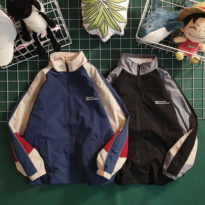 Hip Hop Varsity Baseball Jackets Mens Harajuku Patchwork Color Block Coats Oversized Casual Loose Thin Windbreaker Jacket Unisex