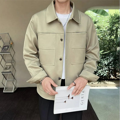 saferido Spring and Autumn Men's Bomber Jacket Casual Men's Outerwear Windbreaker Stand Collar Jacket Men's Workwear Jacket M-3XL