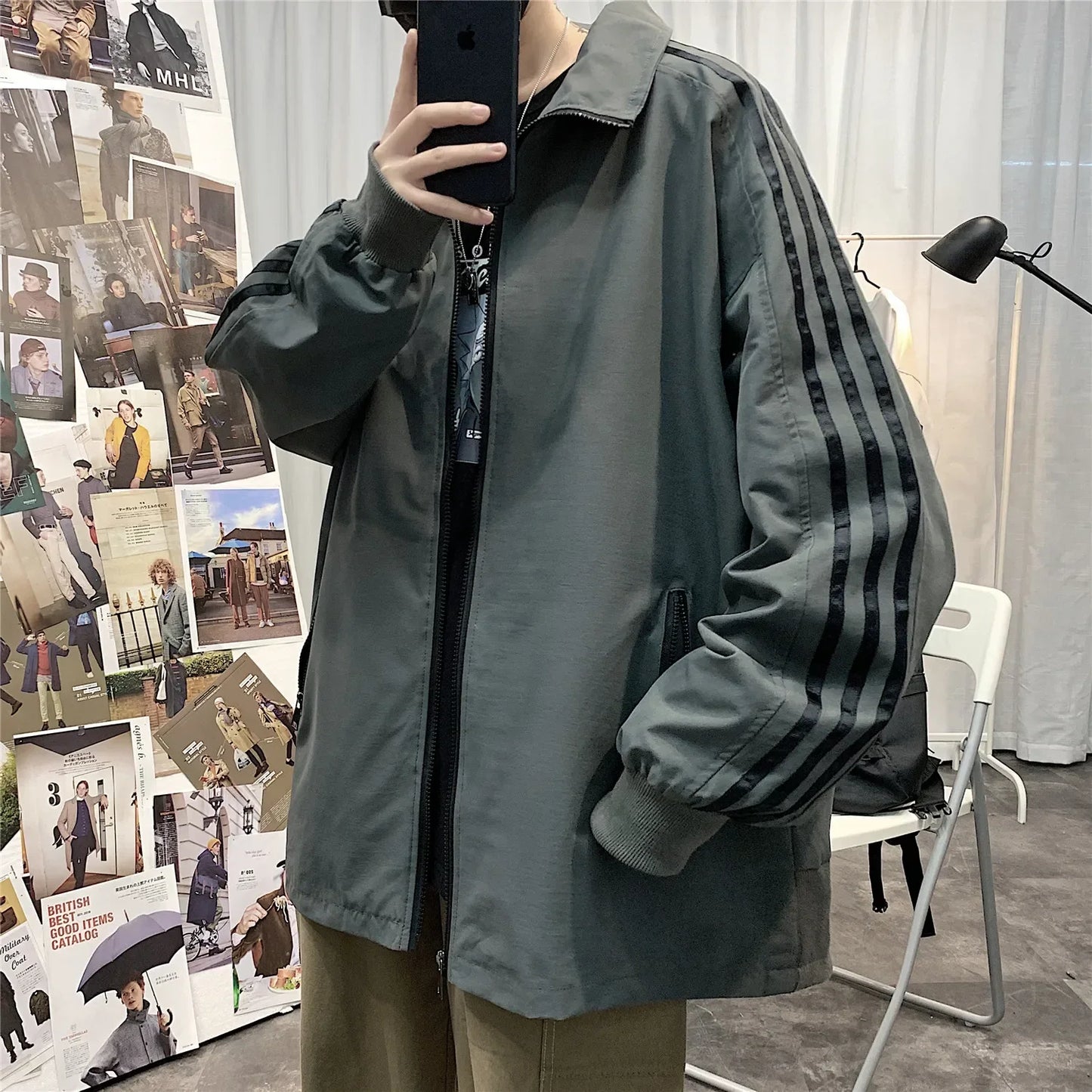 saferido Outerwear Loose Fitting Men Spring Jackets Men's Korean Style Clothes Men's Coats Original Clothing Harajuku Popular