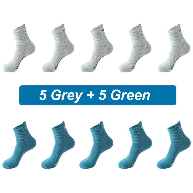 saferido 10Pairs Men Socks Organic Cotton Breathable Sports Socks  Black Casual Athletic New Spring Summer for Male Plus Size EUR38-45