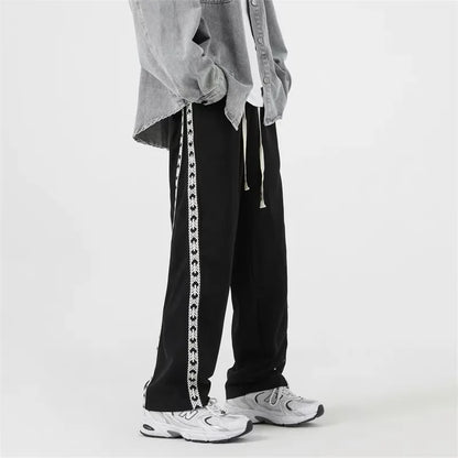 saferido Men's Sweatpants Loose Side Striped Splice Guard Pants Joggers Wide Leg Trousers Male Casual Korean Streetwear Hip Hop