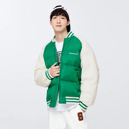 Semir Down Jacket Men Oversize College Style Baseball Collar Jacket Winter New Sports Raglan Top Coat