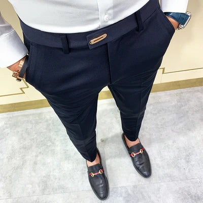 saferido Summer Men's Business Casual Trousers Black Stretch Leggings Autumn Winter Long Pants Slim Style in Korean Version Suit Pants