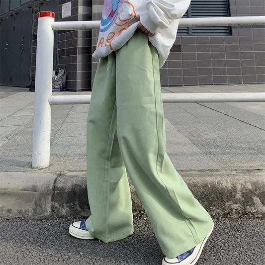 saferido Baggy Men Wide Leg Pants Korean Spring Autumn Solid Color Straight Overalls Casual Trousers Man Bottoms Y2k Clothes