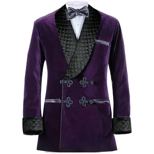 1 Pc Velvet Smoking Jacket Shawl Lapel Loose Men Suit Prom Blazer Retro Dinner Party Male Fashion Coat Latest Designs