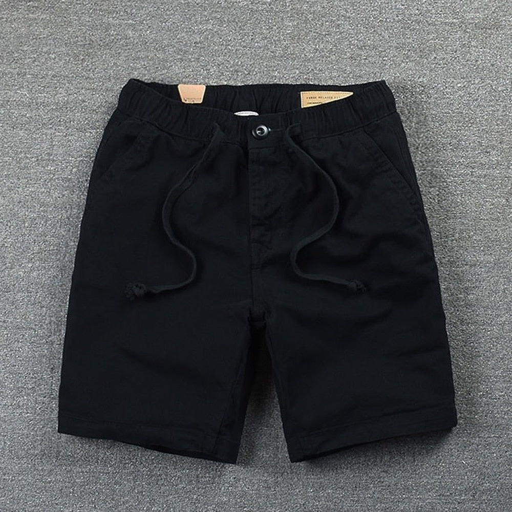 Shorts Mens Casual Cotton Shorts Work Trousers Knee Length Elastic Waist Men Chino Shorts