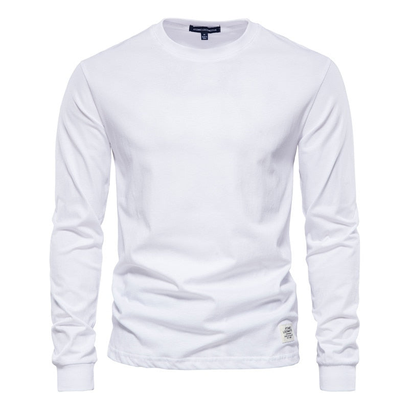 Spring New men T Shirt Fashion O-neck Long Sleeved Cotton Mens Tshirts High Quality  Man T-shirt 12 Color