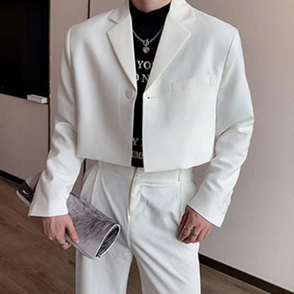 saferido Spring New Korean Version Of The Casual Short Street Style Solid Color Lapel Suit Jacket Men's Trend Design Suit