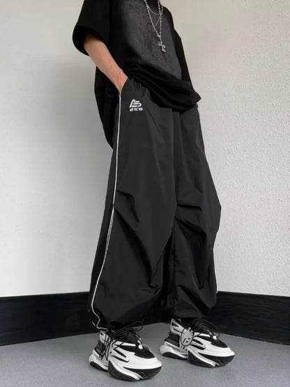 saferido Men's Sports Pants Men Baggy Parachute Pants Y2K Oversize Joggers Streetwear Tracksuit Black Wide Leg Trousers Male