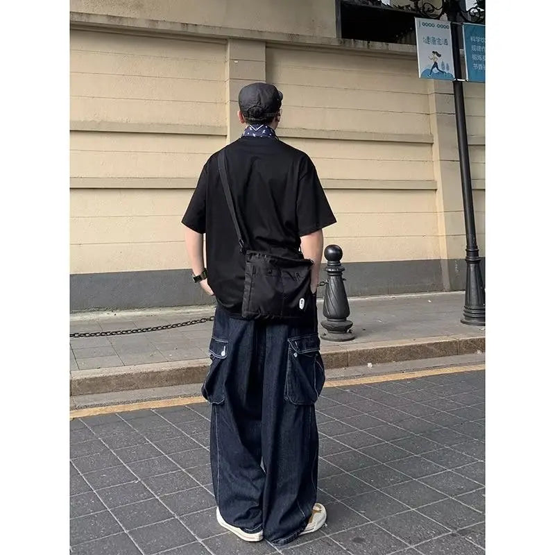 saferido Baggy Cargo Jeans big pocket Trousers Male Denim Pants Wide Leg Pant women's Jeans Loose Casual Streetwear Hip Hop Harajuku