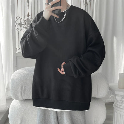 Hoodies Jacquard Sweatshirt Mens White Pullover Streetwear Casual Fashion Clothes Mens Oversized Korean Harajuku T Shirt