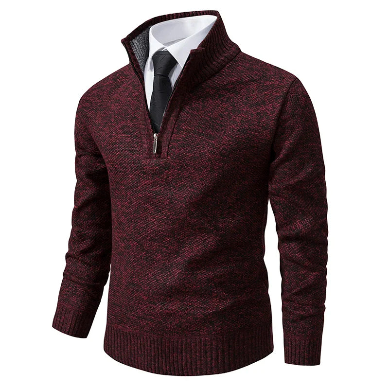 Men's Pullover Autumn And Winter New Knitwear Solid Color With A Bottom Shirt Grab Fleece Warm And Comfortable Sweater