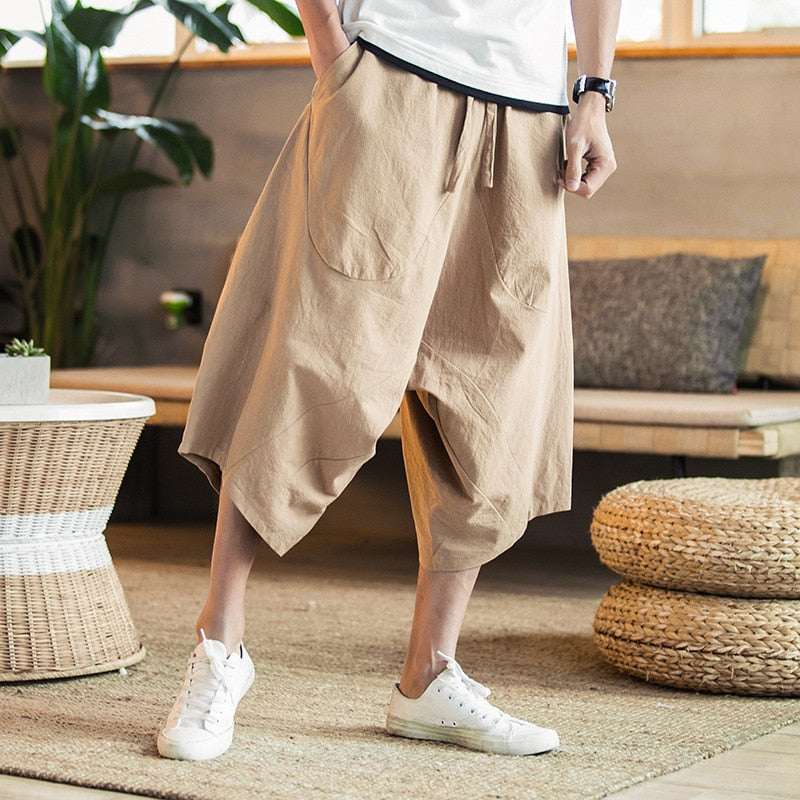 Summer New Men's Casual Shorts Fashion Herem Pants Cotton Linen Joggers Pants Male Vintage Chinese Style Sweatpants