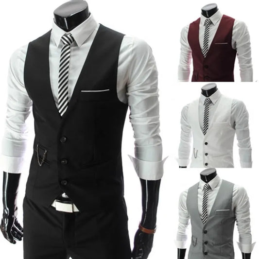 New Arrival Dress Vests For Men Slim Fit Mens Suit Vest Male Waistcoat Gilet Homme Casual Sleeveless Formal Business Jacket