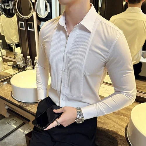 saferido  Clothing Men's Spring High Quality Long Sleeve Shirts/Male Slim Fit Business Dress Shirts  Chemise Homme De Luxe 3XL-M