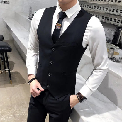 saferido  Brand Clothing Fashion Men Spring Slim Fit Pure Ctton Business Suit Vest/Male Fashion Leisure Blazers Vest Black Grey Blue