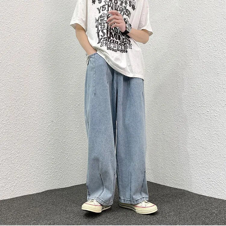 Men Wide Leg Jeans Loose Straight Baggy Denim Pant Men's Women's Streetwear Skateboard Pants Oversized Hip Hop Casual Trousers