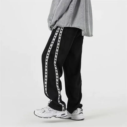 saferido Men's Sweatpants Loose Side Striped Splice Guard Pants Joggers Wide Leg Trousers Male Casual Korean Streetwear Hip Hop