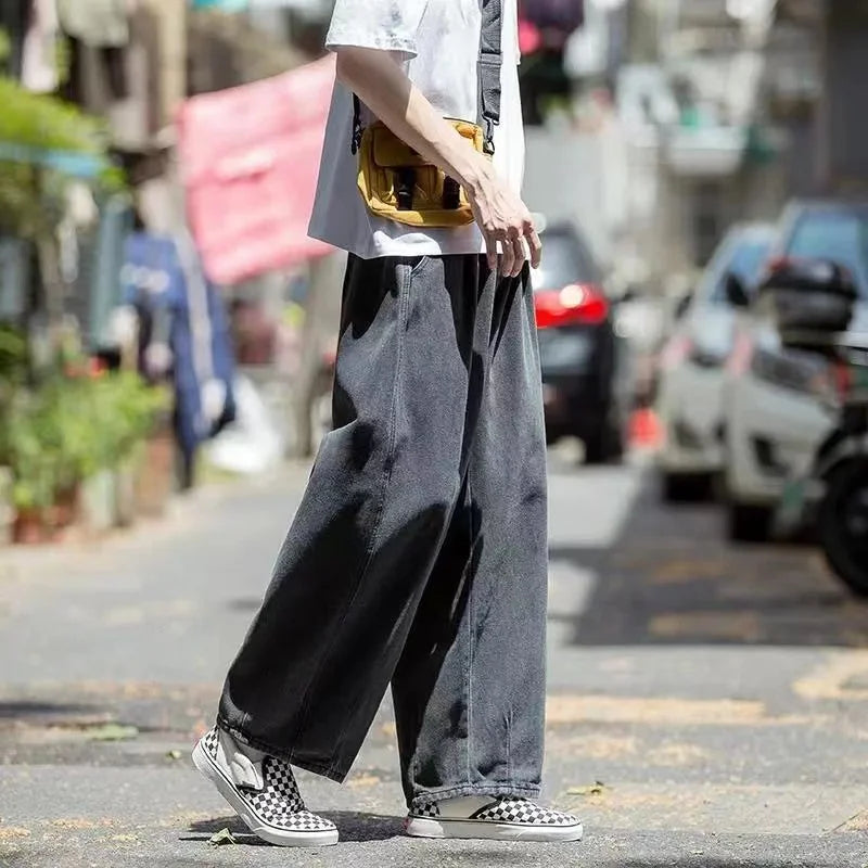 saferido Baggy Jeans Trousers Male Denim Pants Black Wide Leg Pants Men's Jeans Oversize Cargo Korean Streetwear Hip Hop Harajuku