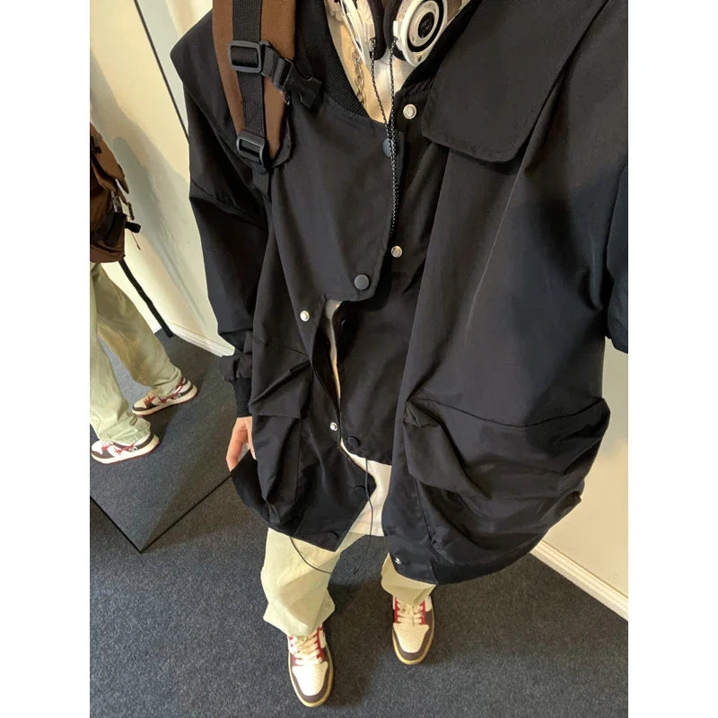 saferido Autumn Men Tactical Stand Collar Jacket Bomber Oversize Baseball Military Coat Streetwear Outwear