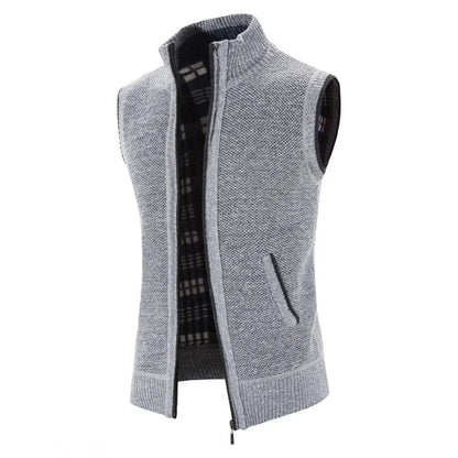 Autumn Winter Sweater Vest Men Thick Warm Sleeveless Cardigan Coat Knitted Vest Outerwear Zipper Sleevel Sweater Jacket Men Vest