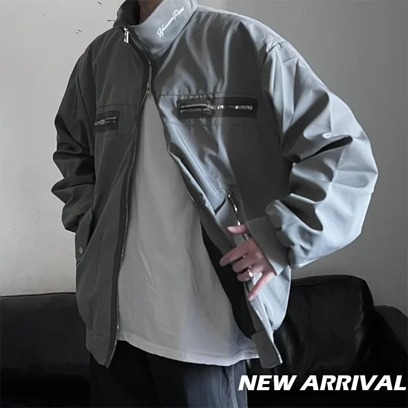 saferido Korean Popular Clothes Spring Chic Men's Clothing Short Bomber Jacket Men Standing Neck Zipper High Street Coats Men Chaquetas