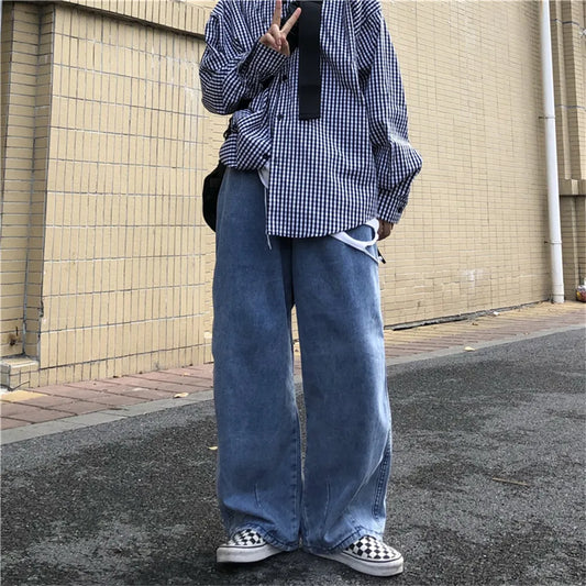 Men Jeans Wide Leg Denim Pant Loose Straight Baggy Men's Jeans Streetwear Skateboard Pants S-5XL Neutral Trousers Hip Hop Casual