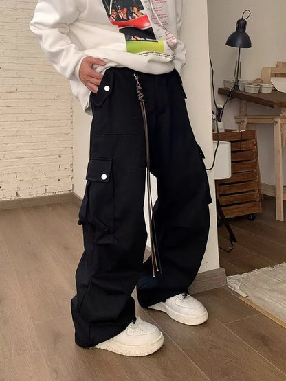 saferido Wide Cargo Pants Men Baggy Oversize Cargo Trousers Male Oversize  Loose Casual Streetwear Hip Hop Pocket Spring