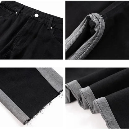 Y2K Fashion Patchwork Black Baggy Flare Jeans Pants For Men Clothing Straight Women Casual Long Trousers Ropa Hombre