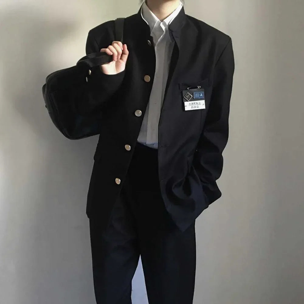 Japanese College Uniform Jacket Stand-up Collar Suit Jacket Top Men's Spring Summer College Wind Trend Men Coat School Uniform