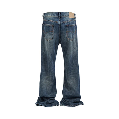 High Street Washed Hole Blue Boot Cut Mens and Women Ripped Vintage Baggy Flare Jeans Ropa Hombre Loose Denim Trousers Oversized