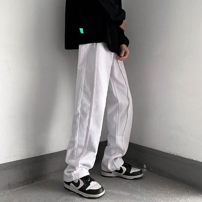 White Black Pink Jeans Men Fashion Casual Baggy Straight Jeans Men Streetwear Loose Hip Hop Denim Pants Mens Trousers M-2XL