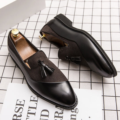 saferido Fashion Business Dress Men's Shoes Classic Leather Men Suits Shoes Slip-On Oxfords Shoes Party tassel designer shoes