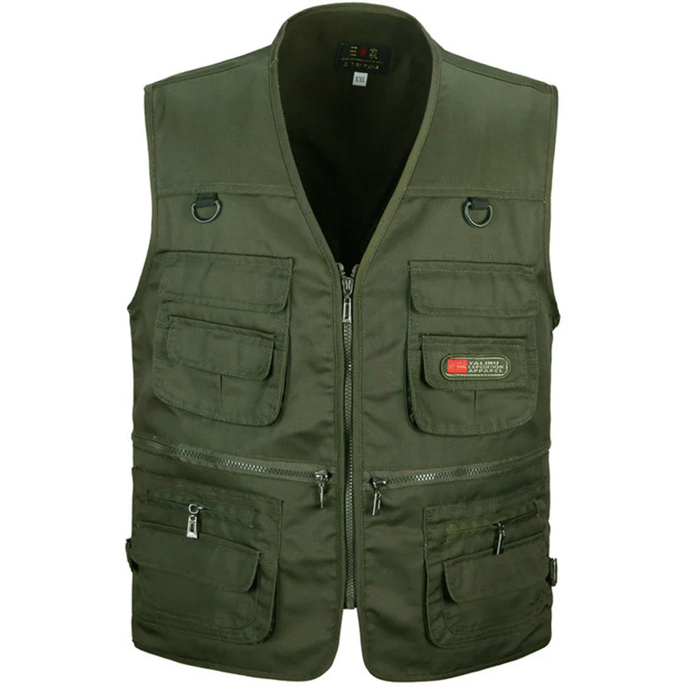 Spring Autumn Men's Fishing Vest Outdoor Multi-pocket Sleeveless Tactical Vest Hunting Hiking Travel Casual Waistcoat Jacket