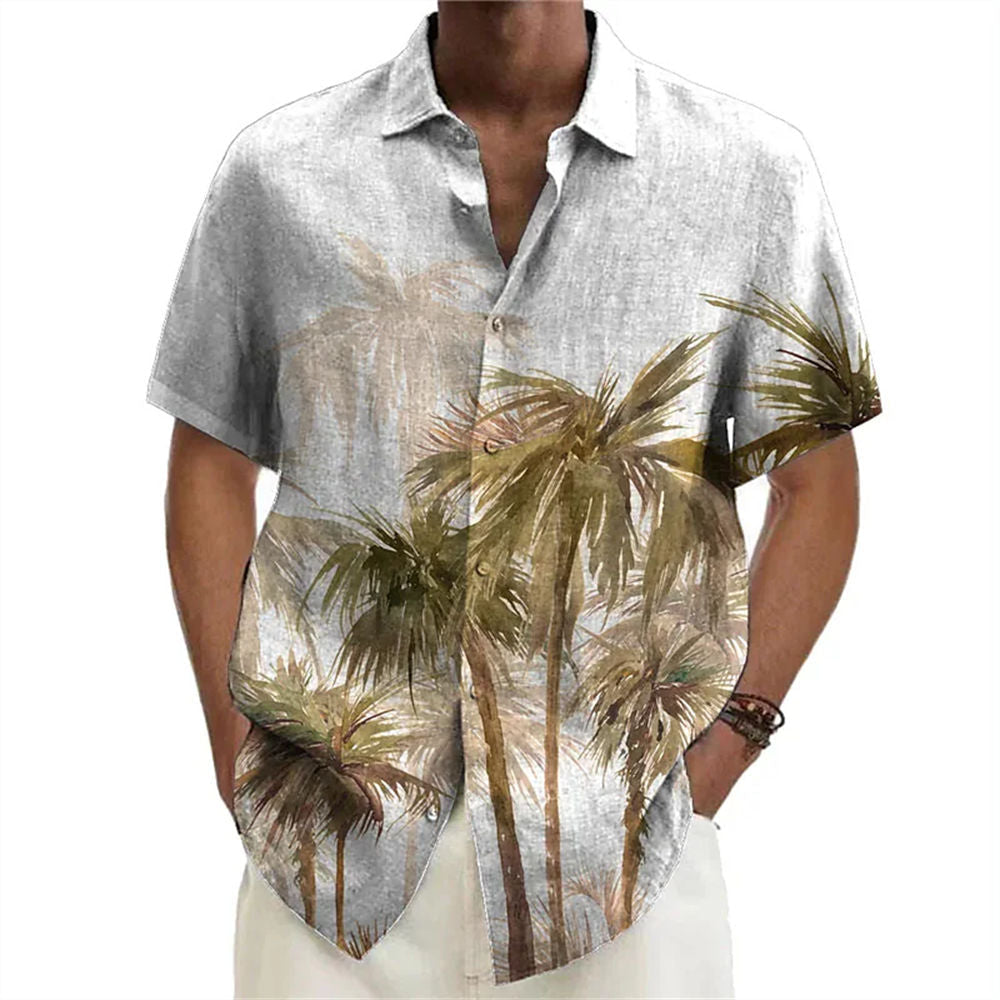 Coconut Tree Print Men's Polo Dazn Shirts And Blouses If Beach Fashion Short Sleeve Tops Oversize Streetwear Hawaiian Shirt 5xl