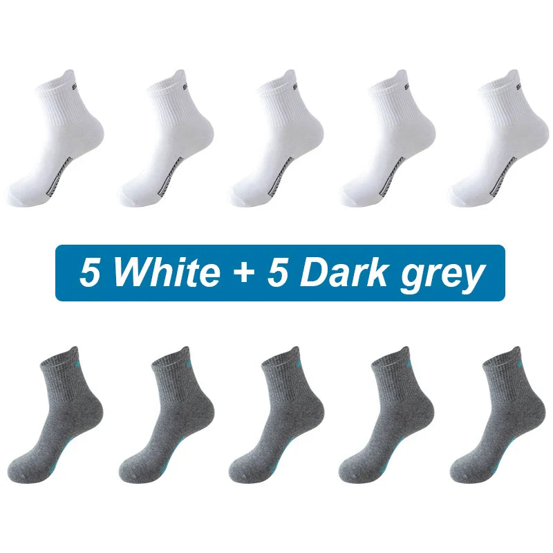 saferido 10Pairs Men Socks Organic Cotton Breathable Sports Socks  Black Casual Athletic New Spring Summer for Male Plus Size EUR38-45