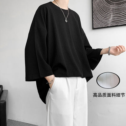 High Quality Men Oversized Ice Silk T Shirts  Summer Mens Half Sleeve Fashions Harajuku T-Shirt Male Solid Simple Daily Tees