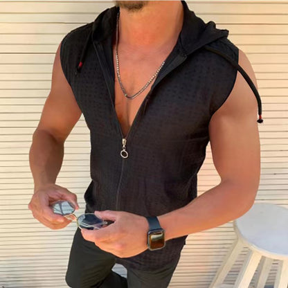 Summer Fashion Sleeveless/Long/Short Sleeved Hoodie Zipper T shirt Casual Plaid print Open Stitch Beach Sun Protection Clothing