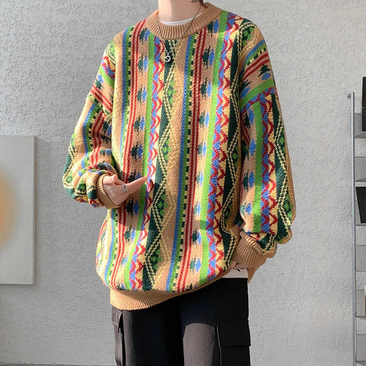 saferido Winter Vintage Sweater Striped Sweaters Hip Hop Y2k Streetwear Korean Fashions Oversized Pullovers Harajuku Luxury Designer Sweater