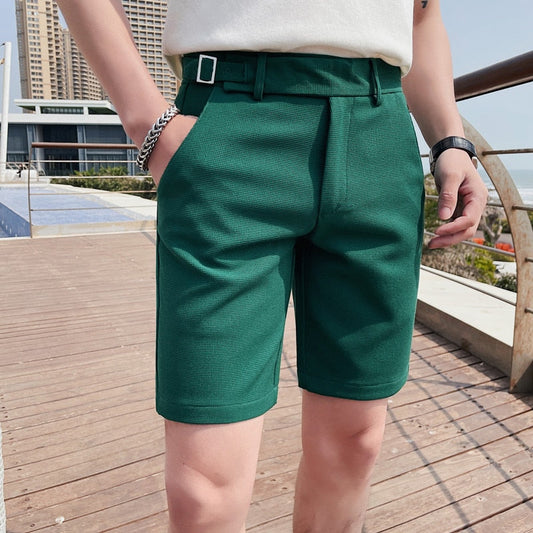 Korean Style Men's Summer Casual Shorts/Male Slim Fit Fashion Solid Green Harlan Shorts Plus Size 29-36