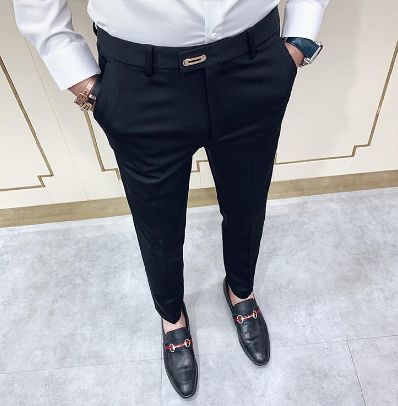 Suit Pants Spring Man Suit Pants Fashion Casual Slim Business Suit Pants Men Wedding Party Work Trousers Classic Large 36