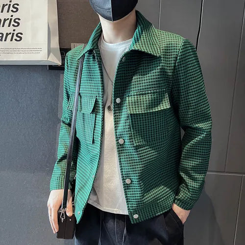 saferido  Men Spring High Quality Casual Jackets/Male Slim Fit Fashion Business Plaid Coats Plus Size S-3XL