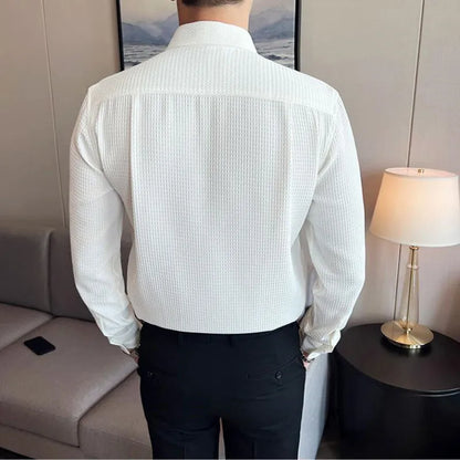 saferido  Clothing Men Spring High Quality Business Long Sleeve Shirts/Male Slim Fit Fashion Casual Dress Shirts Plus Size 3XL