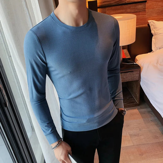 saferido Brand Clothing Men's Spring High Quality Casual Long Sleeve T-Shirt/Male Slim Fit O-Neck business T-shirts Homme S-4XL