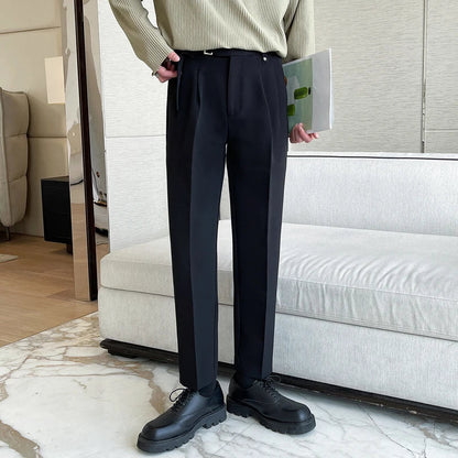 saferido  New Spring Autumn Fashion Man Classic Slim Straight Long Suit Trousers Male Solid Color Men Smart Casual Business Pants 2XL