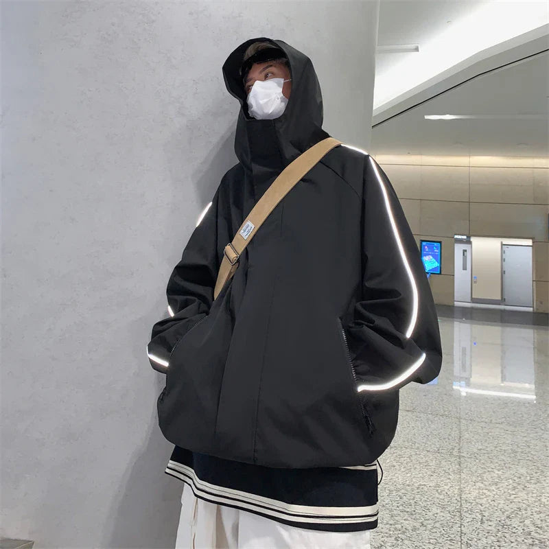 saferido Man Hoodie Men's Korean Style Clothes for Men Men's Coats Models 2024 Outerwear Hooded Jackets Original Clothing Loose Fitting