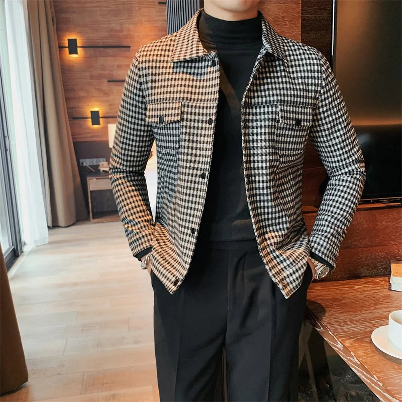 saferido  Men Spring High quality Casual Jackets/Male Spring and Autumn Plaid Lapel Business Coat/Man Slim Fit British Jackets S-3XL